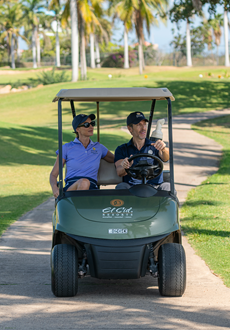 Couple on a golf cart